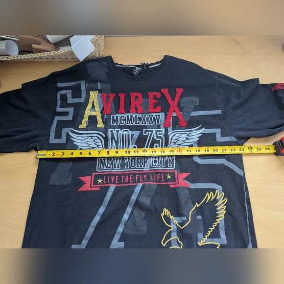 VTG Y2K AVIREX Men Long Sleeve Shirt Size XL Black Streetwear Baggy Loose Fit - Picture 10 of 12